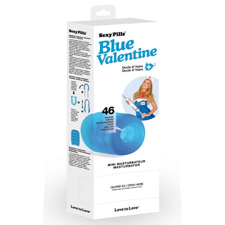 Love to Love Sexy Pills Blue Valentine Mini Masturbator Display of 6 - Not Very Vanilla