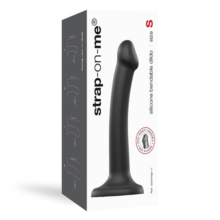 Strap-On-Me Bendable Dual-Density Silicone Suction Cup Dildo Black S - Not Very Vanilla