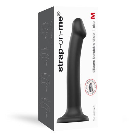 Strap-On-Me Bendable Dual-Density Silicone Suction Cup Dildo Black M - Not Very Vanilla