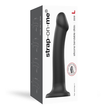 Strap-On-Me Bendable Dual-Density Silicone Dildo Black L - Not Very Vanilla