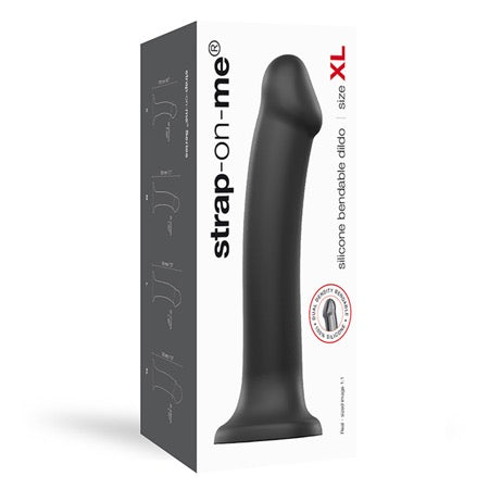 Strap-On-Me Bendable Dual-Density Silicone Suction Cup Dildo Black XL - Not Very Vanilla