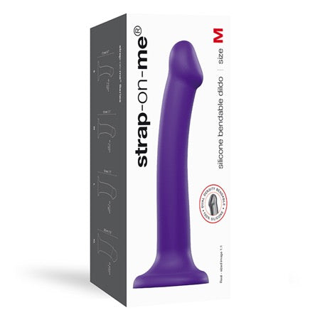 Strap-On-Me Bendable Dual-Density Silicone Suction Cup Dildo Purple M - Not Very Vanilla