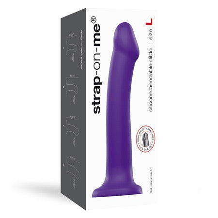 Strap-On-Me Bendable Dual-Density Silicone Suction Cup Dildo Purple L - Not Very Vanilla