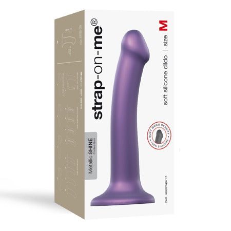 Strap-On-Me Metallic Shine Collection Soft Single-Density Silicone Dildo Purple M - Not Very Vanilla