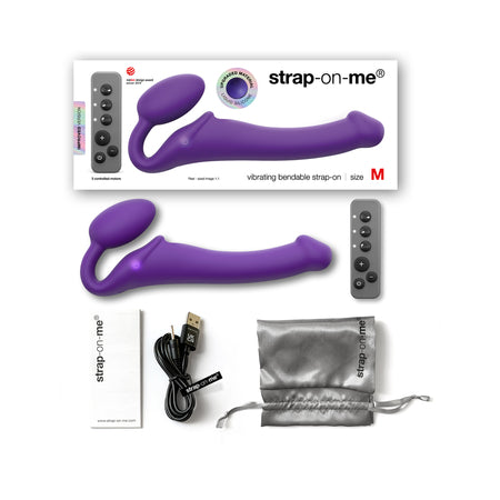 Strap-On-Me Rechargeable Remote-Controlled Silicone Vibrating Bendable Strap-On Purple M - Not Very Vanilla