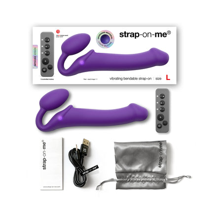 Strap-On-Me Rechargeable Remote-Controlled Silicone Vibrating Bendable Strap-On Purple L - Not Very Vanilla