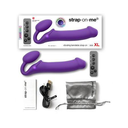 Strap-On-Me Rechargeable Remote-Controlled Silicone Vibrating Bendable Strap-On Purple XL - Not Very Vanilla