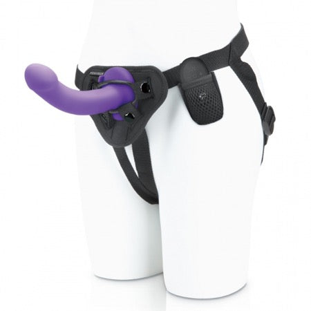 Pegasus 6 in. Curved Realistic Rechargeable Remote-Controlled Dildo & Harness Set Purple - Not Very Vanilla