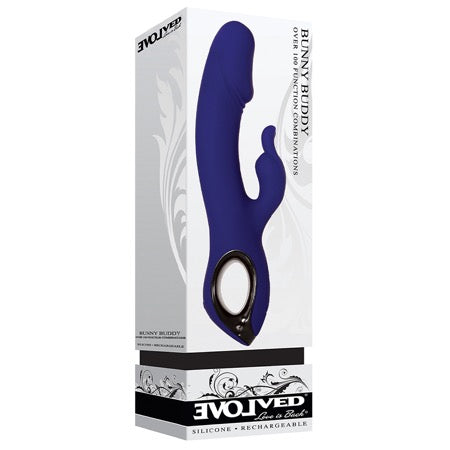 Evolved Bunny Buddy Rechargeable Silicone Rabbit Vibrator Blue - Not Very Vanilla