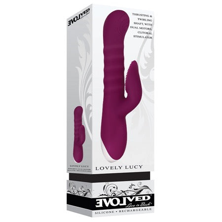 Evolved Lovely Lucy Rechargeable Thrusting Silicone Dual Stimulator Burgundy - Not Very Vanilla