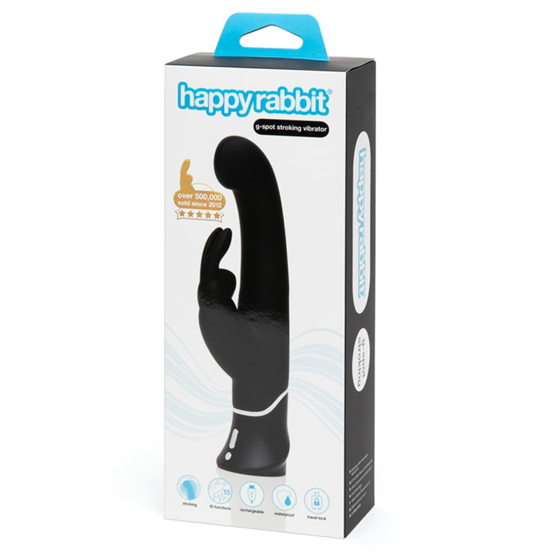 Happy Rabbit G-Spot Stroking Rechargeable Silicone Rabbit Vibrator Black