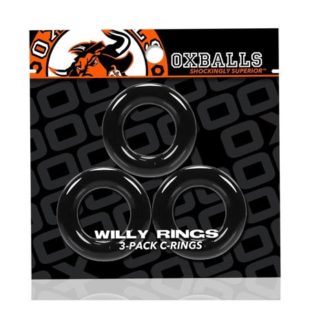 Oxballs Willy Rings 3-Pack Cockrings O/S Black - Not Very Vanilla