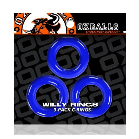 Oxballs Willy Rings 3-Pack Cockrings O/S Police Blue - Not Very Vanilla