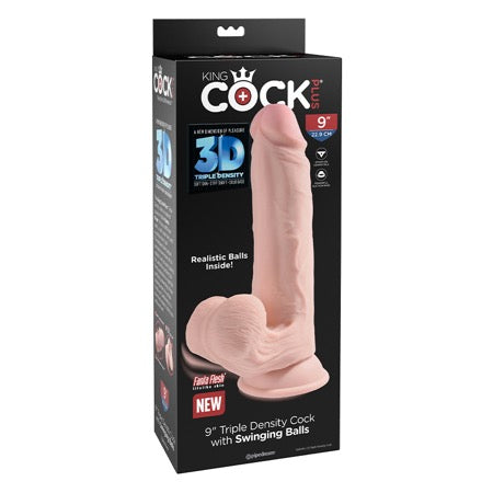 Pipedream King Cock Plus 9 in. Triple-Density Cock With Swinging Balls Dildo Beige - Not Very Vanilla