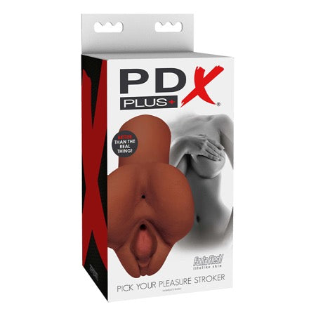 PDX Plus Pick Your Pleasure Dual Entry Stroker Brown - Not Very Vanilla