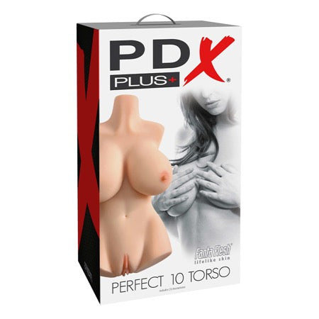 PDX Plus Perfect 10 Torso Dual Entry Masturbator Beige - Not Very Vanilla