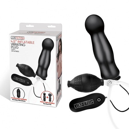 Lux Fetish 4.5 in. Inflatable Vibrating Plug Remote-Controlled - Not Very Vanilla