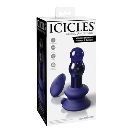 Pipedream Icicles No. 83 Vibrating Glass Massager With Suction Cup Blue - Not Very Vanilla