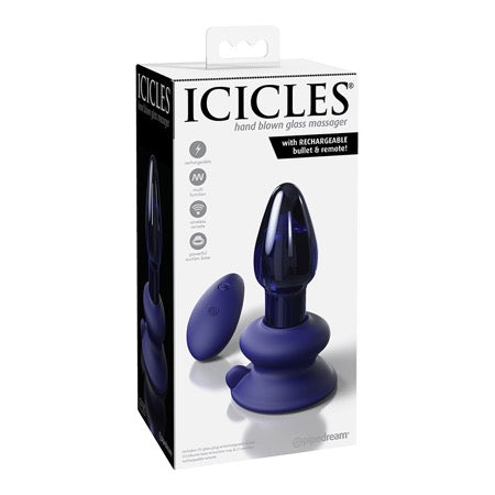 Pipedream Icicles No. 85 Rechargeable Remote-Controlled Vibrating Anal Plug With Suction Cup Blue - Not Very Vanilla