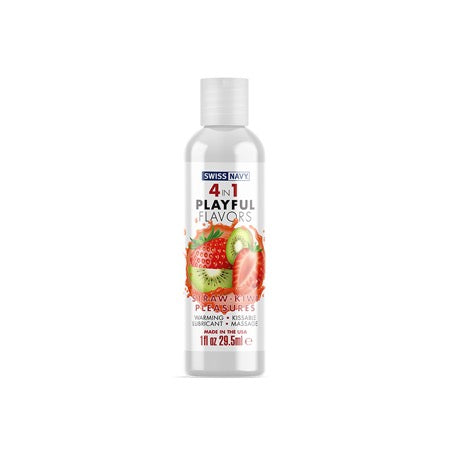 Swiss Navy 4 in 1 Playful Flavors Straw-Kiwi Pleasures 1 oz. - Not Very Vanilla