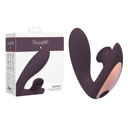 Shots Irresistible Desirable Rechargeable Silicone Soft Pressure Air Wave Dual Stimulator Purple - Not Very Vanilla