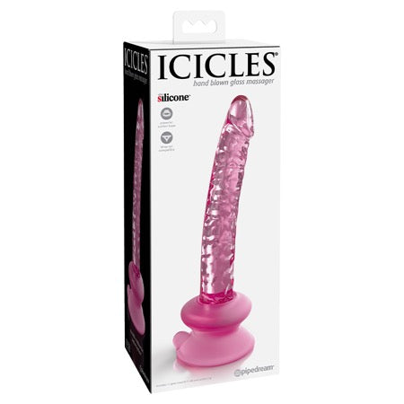 Pipedream Icicles No. 86 Realistic 7 in. Glass Dildo With Suction Cup Pink - Not Very Vanilla