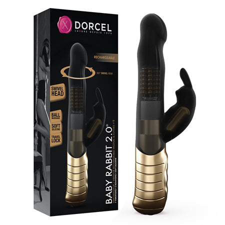 Dorcel Baby Rabbit 2.0 Rechargeable Silicone Rabbit Vibrator Black/Gold - Not Very Vanilla