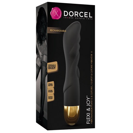 Dorcel Flexi & Joy Bendable Silicone G-Spot and Clitoris Vibrator Black/Gold - Not Very Vanilla