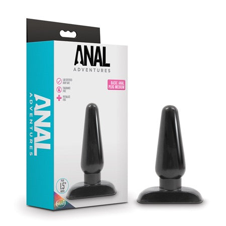 Blush Anal Adventures Basic Anal Plug Medium Black - Not Very Vanilla