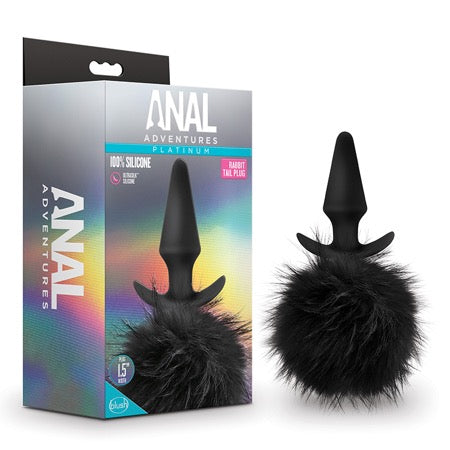 Blush Anal Adventures Platinum Silicone Rabbit Tail Plug Black - Not Very Vanilla