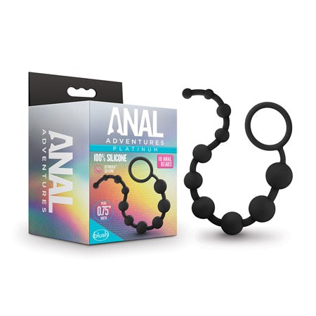 Blush Anal Adventures Platinum Silicone 10 Anal Beads Black - Not Very Vanilla