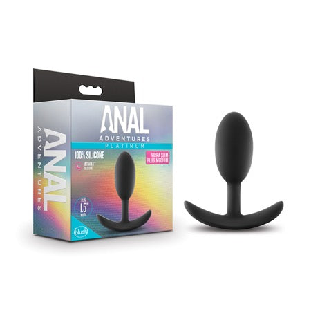 Blush Anal Adventures Platinum Silicone Weighted Vibra Slim Plug Medium Black - Not Very Vanilla