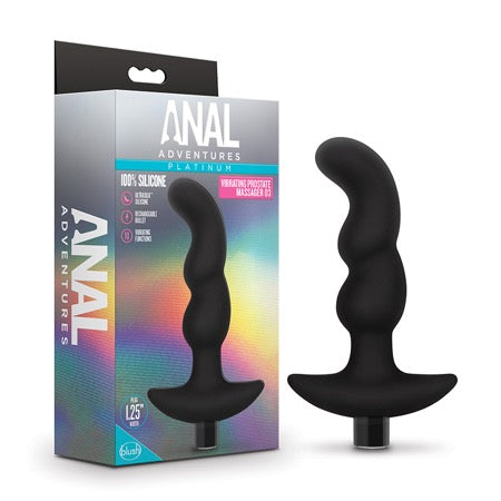 Blush Anal Adventures Platinum Silicone Rechargeable Vibrating Prostate Massager 03 Black - Not Very Vanilla