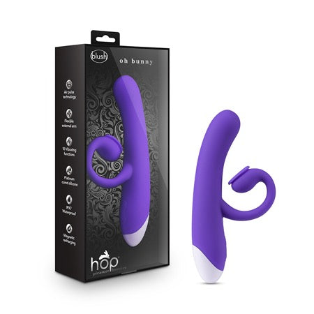 Blush Hop Oh Bunny Rechargeable Silicone Air Pulse Dual Stimulation Vibrator Midnight - Not Very Vanilla