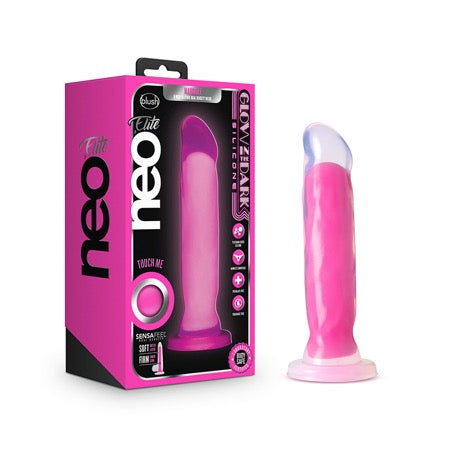 Blush Neo Elite Glow in the Dark Marquee 8 in. Silicone Dual-Density Dildo Neon Pink - Not Very Vanilla