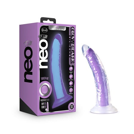 Blush Neo Elite Glow in the Dark Light 7 in. Silicone Dual-Density Dildo Neon Purple - Not Very Vanilla