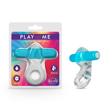 Blush Play with Me Delight Vibrating C-Ring Blue - Not Very Vanilla