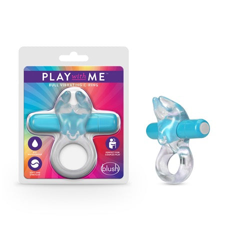 Blush Play with Me Bull Vibrating C-Ring Blue - Not Very Vanilla