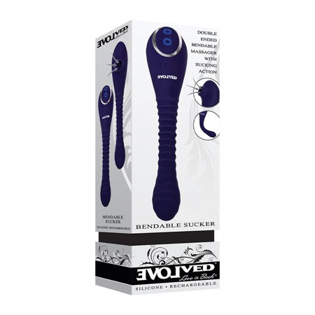 Evolved Bendable Sucker Rechargeable Poseable Silicone Dual-Ended Suction Vibrator Blue - Not Very Vanilla