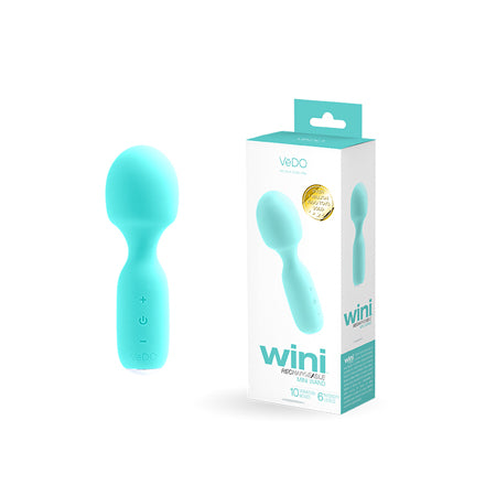 Vedo Wini Rechargeable Mini Wand Tease Me Turquoise - Not Very Vanilla