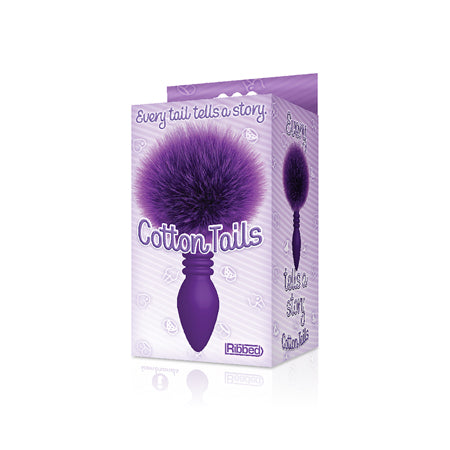 The 9's Cottontails Silicone Bunny Tail Butt Plug Ribbed Purple - Not Very Vanilla