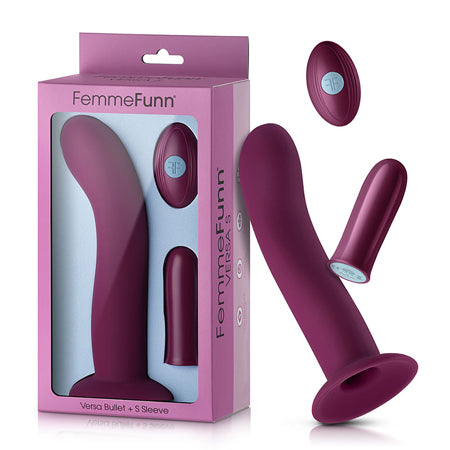 FemmeFunn Versa S Bullet Vibrator & Curved Silicone Sleeve Dark Fuchsia - Not Very Vanilla