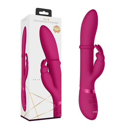 VIVE HALO Rechargeable Stimulating Ring Silicone Rabbit Vibrator Pink - Not Very Vanilla