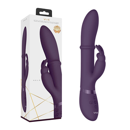 VIVE HALO Rechargeable Stimulating Ring Silicone Rabbit Vibrator Purple - Not Very Vanilla