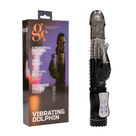 GC Vibrating Dolphin Dual-Motor Rotating Rabbit Vibrator Black - Not Very Vanilla