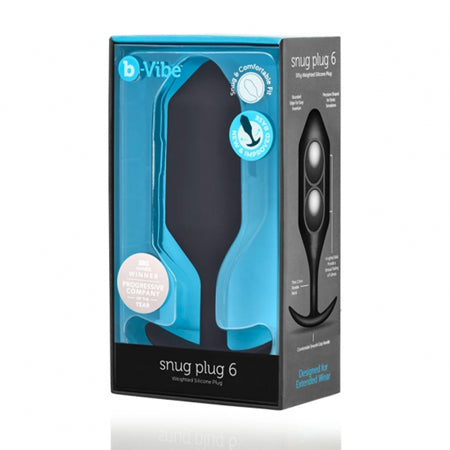 b-Vibe Snug Plug 6 Weighted Silicone Anal Plug Black - Not Very Vanilla