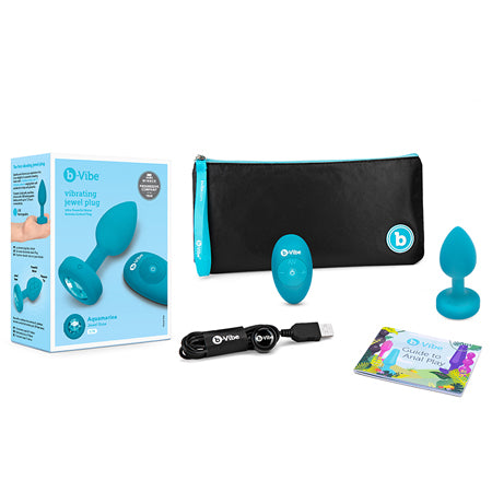 b-Vibe Vibrating Jewel Rechargeable Remote-Controlled Anal Plug with Gem Base Aquamarine S/M - Not Very Vanilla