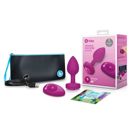 b-Vibe Vibrating Jewel Rechargeable Remote-Controlled Anal Plug with Gem Base Pink Ruby S/M - Not Very Vanilla