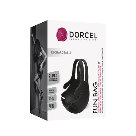 Dorcel Fun Bag Rechargeable Silicone Vibrating Cockring & Testicle Stimulator Black - Not Very Vanilla