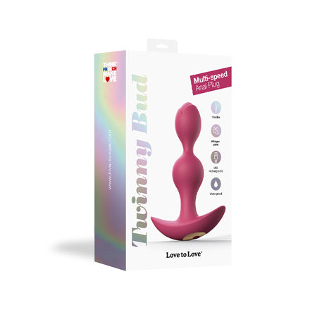 Love to Love Twinny Bud Rechargeable Silicone Multi-Speed Vibrating Anal Plug Plum - Not Very Vanilla